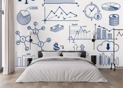 Business finance management infographics doodle hand draw Wall mural