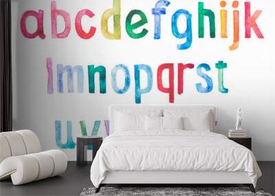 Colorful watercolor aquarelle font type handwritten hand draw Wall mural