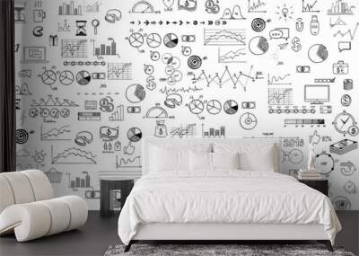 infographics collection hand drawn doodle sketch business Wall mural