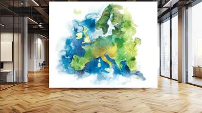 Map of Europe, European Union. Watercolor illustration. Wall mural