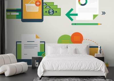 Modern flat icons vector collection, web design objects, Wall mural