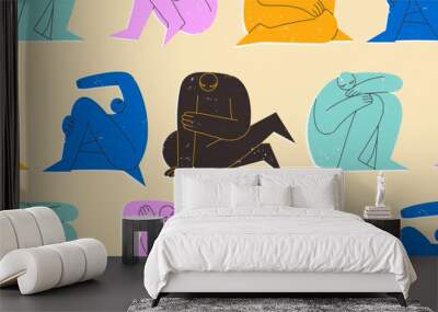 Seamless background stylized images of people Wall mural