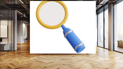 3D Magnifying Glass Model Discovering Hidden Details. 3d illustration, 3d element, 3d rendering. 3d visualization isolated on a transparent background Wall mural