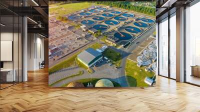 Aerial view of drinking water treatment plants for big city from water management Wall mural