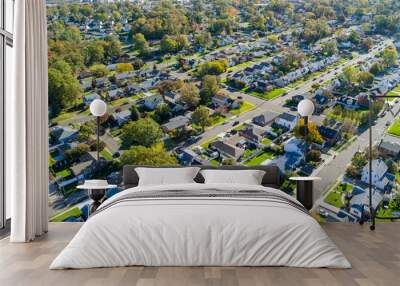 An aerial view of small American town in New Jersey taken from height Wall mural