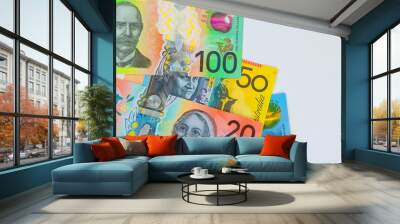 Australian dollar, is composed of polymer banknotes cash bills issued by National Bank of Australia Wall mural