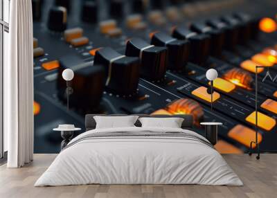 Console with volume control panel sound mixer, audio system equalizer AI Generative Wall mural