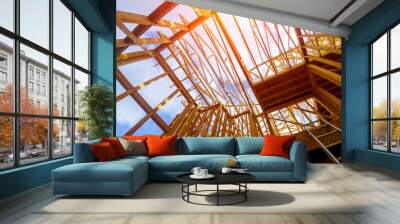 New construction framing house with frame Wall mural