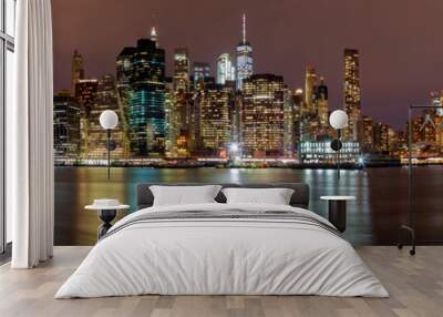 New York City manhattan buildings skyline night evening Wall mural