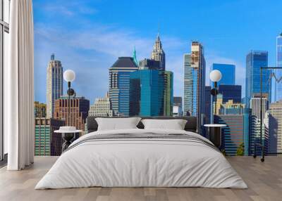 New York in beautiful panoramic skyline of Lower Manhattan on sunny day is great way to enjoy cityscape Wall mural