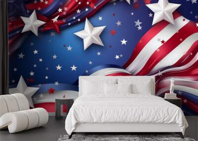 On U.S. holidays, American flag is displayed as symbol of patriotism a democracy AI Generation Wall mural