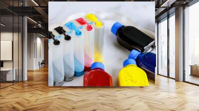 Refilling color ink tank on inkjet printer Wall mural