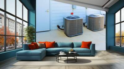 Unit compressors of external cooling systems are installed in condensing units in order to remove heat moisture from an indoor environment Wall mural