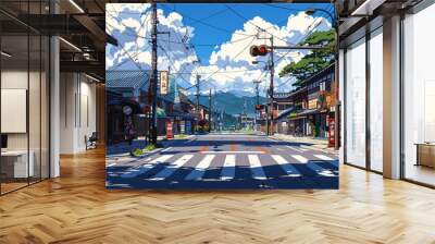 city streets landscape anime style
 Wall mural