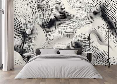 particles pattern white modern music dots halftone curve isolated gradient background concept science Vector Flowing wave technology shape Wall mural