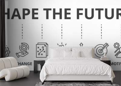 Shape the future concept icon illustration contain development, vision, change, plan, support, direction, goal, motivation and ideas. Wall mural