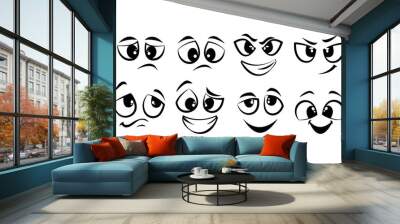 Set cute Cartoon Eye In Vector High quality original trendy vector set of cartoon eyes and mouth Wall mural