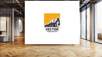 Vector construction backhoe tractor. Wall mural