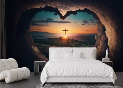 High resolution image of the passion of Jesus Christ. Generative AI. Wall mural