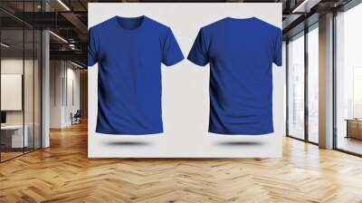 Mockup of a blank royal blue tshirt front and back isolated on white background. Generative Ai Wall mural