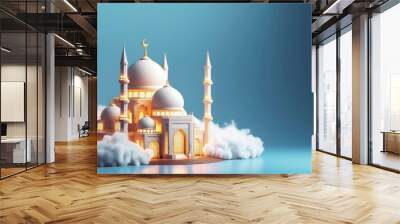 mosque ramadan islamic banner. Generative AI Wall mural