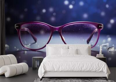 A pair of purple glasses with a purple frame Wall mural