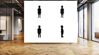 Silhouettes of african kids faces set. African boys face silhouette set Wall mural