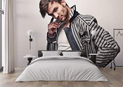 elegant young handsome man. Wall mural