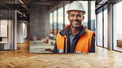 construction worker with helmet Wall mural