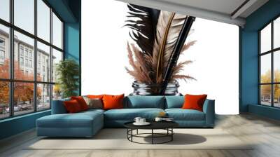 Ink and pen, Transparent background Wall mural