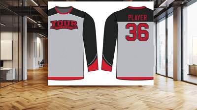 Sports gear long sleeves template mockup perfect fit for all sports. The designs that go on casual wear, shirts, fashions apparel, and all kinds of team uniform Wall mural