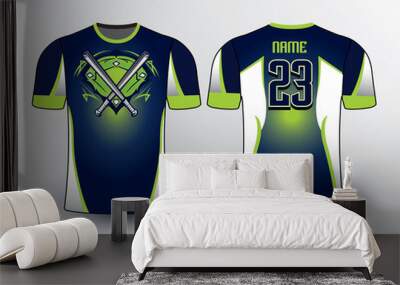 The unique combination of blue lime green and white with amazing sides design gives a perfect look of a team jersey Wall mural