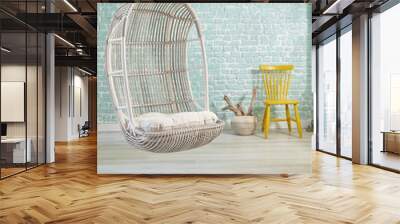 bamboo chair swing style with penthouse design upstairs decoration Wall mural