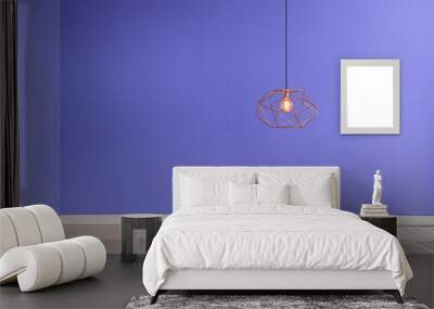 room wall lamp decoration with chair and frame style, colorful background, parquet floor. Wall mural