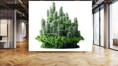 Eco Friendly Buildings in Future City Isolated on Transparent Background Wall mural