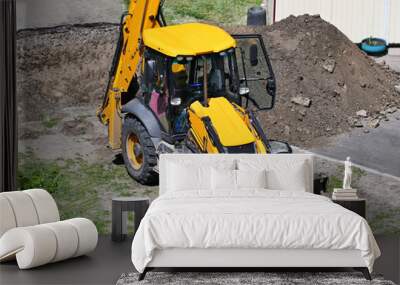 Bulldozer on construction site Wall mural