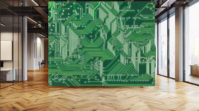 close up of a printed green computer circuit board Wall mural