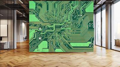 close up of a printed green computer circuit board Wall mural