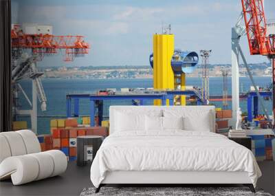 Port cargo crane and container Wall mural