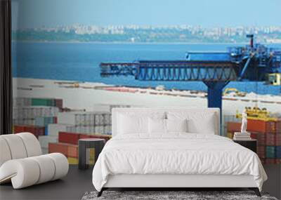 Port cargo crane and container Wall mural