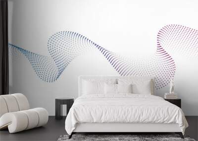 Flowing Dot Wave Pattern Halftone Curve Shape on Transparent Background Wall mural