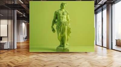 3d rendering of ancient greek -roman  statue art  figure  . Creative concept colorful neon image with bright and vivid  lime green color background, fashionable, trendy ,isolated background Wall mural