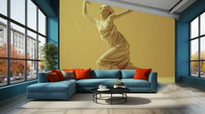 3d rendering of ancient  greek -roman  statue art figure  . Creative concept colorful neon image with bright  Yellow gold color sculpture background, fashionable, trendy ,isolated background Wall mural