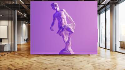 3d rendering of ancient  greek -roman  statue art  figure posture  . Creative concept colorful neon image with bright and violet or purple color background, fashionable, trendy ,isolated background Wall mural