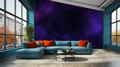 Seamless space texture background. Stars in the night sky with purple pink and blue nebula. A high resolution astrology or astronomy backdrop pattern. Wall mural