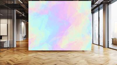 Seamless trendy iridescent rainbow chrome foil texture. Soft futuristic holographic neon pastel unicorn low poly background pattern. Modern pearlescent blurry abstract magical fairy 3D rendering.. Wall mural