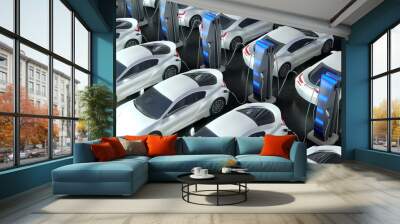 Charging an electric sports car. Modern charging stations for electric vehicles. Wall mural