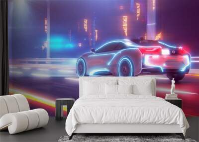 Future car going on the road 3d illustration Wall mural