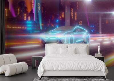 Future car going on the road 3d illustration Wall mural