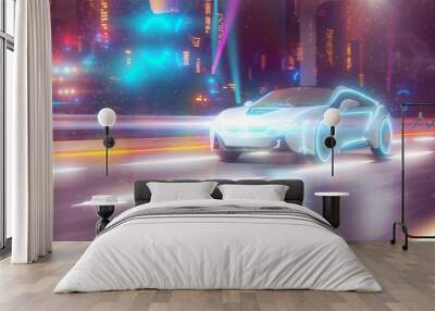 Future car going on the road 3d illustration Wall mural